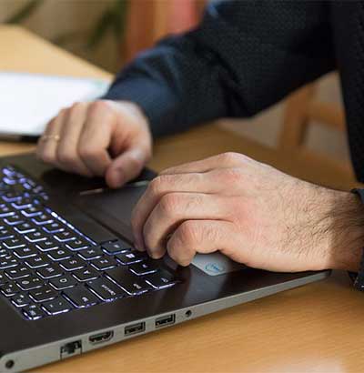Person completing online training course