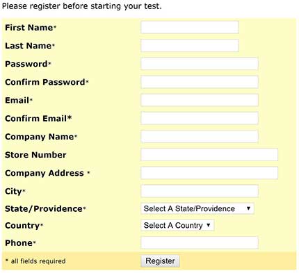 Registration form